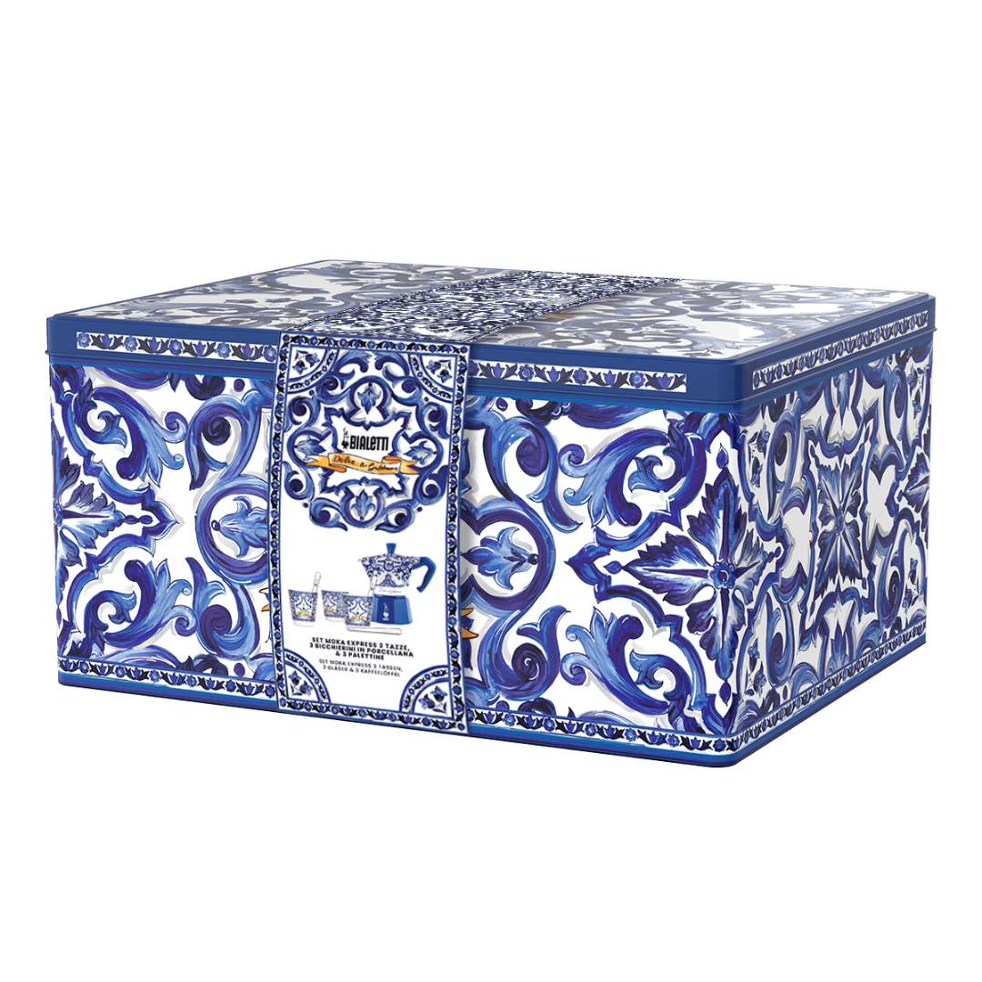 Bialetti X Dolce&Gabbana Blue Mediterranean Gift Set (3 cup Moka Bialetti X Dolce&Gabbana Blue Mediterranean Gift Set (3 cup Moka