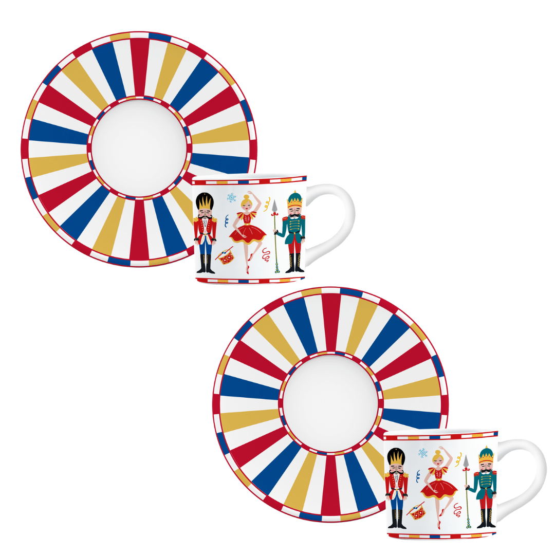 Bialetti Nutcracker Set of 2 Espresso Cups & Saucers