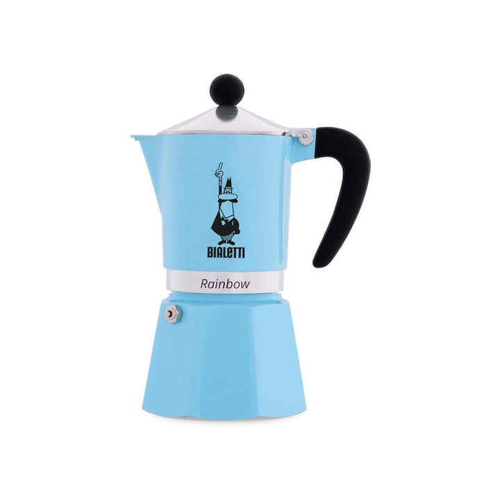 Light blue Moka Express coffee maker