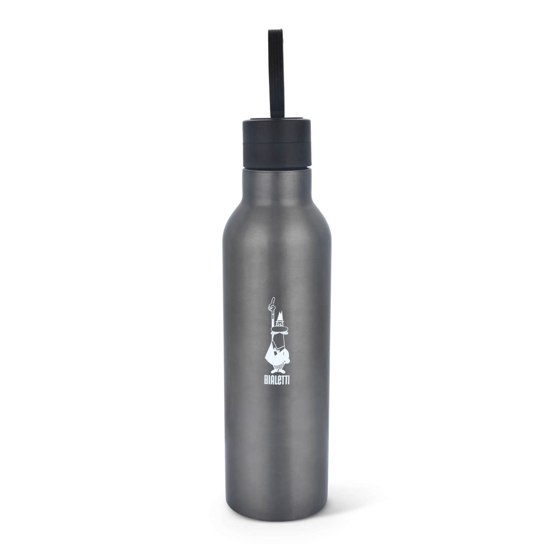 Grey thermal drinks bottle