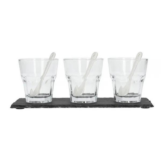 Bialetti Iced Coffee Glass Set with Serving Slate (3 Glasses)