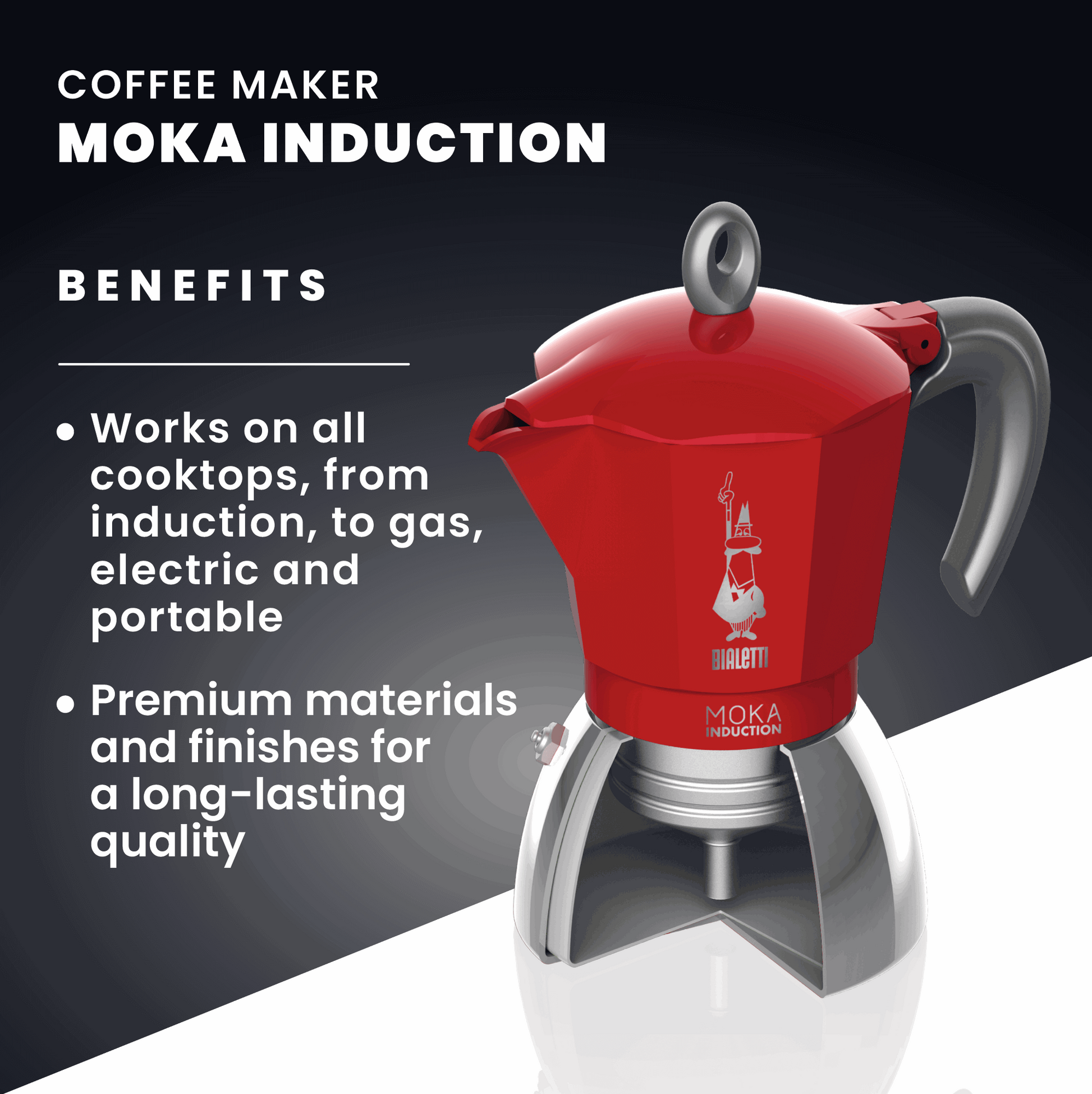 Red Moka Induction stovetop coffee maker benefits