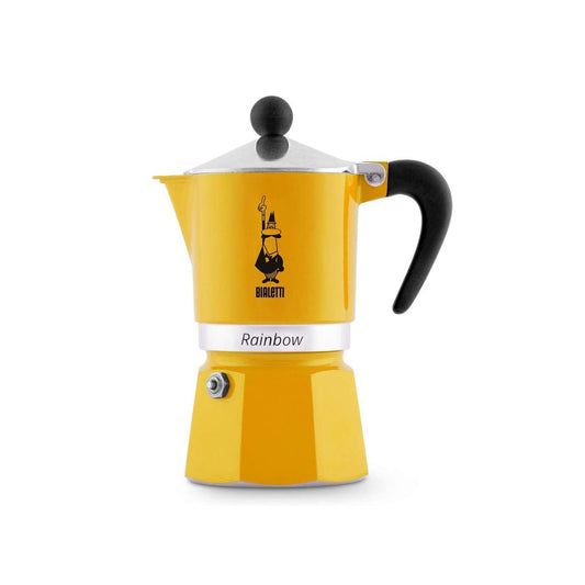 Yellow Bialetti stovetop coffee maker